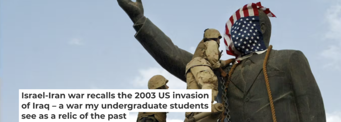 American troops topple a statue of Saddam Hussein on April 9, 2003, in Baghdad. Gilles Bassignac/Gamma-Rapho via Getty Images